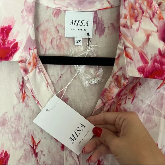 Misa Los Angles Abigail Floral Button Front Belted Maxi Shirt Dress NWT XS - Picture 8 of 8
